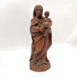 Antique hand carved wooden figure of Madonna and child - 32cm high ~ childs head has old repair