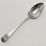 Georgian silver hallmarked tablespoon initialled T W S - 21cm & 63g. has some wear