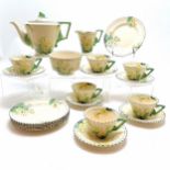 Art Deco Burleigh ware primrose pattern tea service - 14.5cm saucers marked Zenith (pattern?) ~
