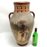 Large antique Egyptian revival 2 handled jug with figural detail - 62cm high ~ slight wear but no