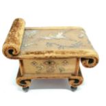 Antique plush covered table box with antique silk embroidered Chinese panels by Char Bonnel & walker