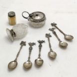 6 x 800 silver marked Venetian coffee spoons with gondolier and St. marks lion detail 8.5cm long T/W
