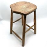 Antique elm stool 54cm high x 30 x 30 top.