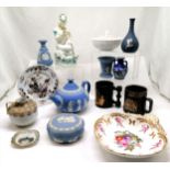 Qty of miscellaneous wedgwood jasperware, mostly A/F t/w miscellaneous china.