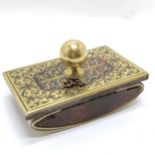 Antique boule work desk blotter with brass handle and rosewood veneer by W G Vickery Regent St.