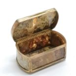 Antique early 19thC snuff box with agate/ fossil stone panels with gilt metal mounts 5.2cm x 3cm x