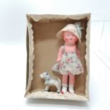 Vintage boxed china doll 15cm high and dog- in unused condition