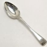 Georgian silver hallmarked tablespoon with monogram CMA - 22.5cm & 72g. In good used condition