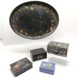 Qty of oriental lacquer ware boxes + tray - 51.5cm x 39cm & all a/f