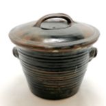 David Leach personal seal marked large stoneware lidded bread crock - 33cm diameter & 28cm high