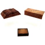 Collection of assorted boxes to include Marquetry inlaid sectional box 20 cm x 9.5 cm, another