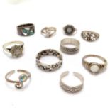 10 x silver rings inc Wedgwood (1 stone missing) etc - 33g total weight - SOLD ON BEHALF OF THE