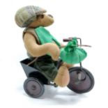 Zena Arts : real Irish tweed one-off bear retailed by the Real McCoy Ballymena sat on a tricycle -