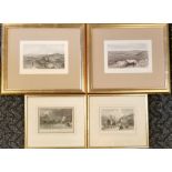 Pair of framed etchings of Dartmouth 23cm x 26cm T/W pair of etchings of the Crimean war