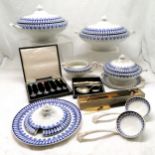 Small qty of Gem dinnerware - 3 tureens (largest 24cm), jug, 2 ladles t/w boxed cutlery inc cased