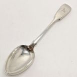 Victorian silver hallmarked tablespoon with armorial dog crest 22.5cm & 83g. In good used condition
