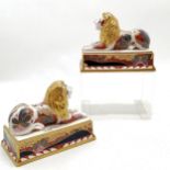 2003 Royal Worcester Nelson collection : pair of Trafalgar lions - 15cm long & no obvious damage