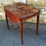 Antique Mahogany drop flap table with single drawer 80cm x 50cm x 70cm.