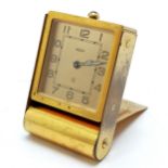 Art Deco Jaeger 8-day travel clock in gilt metal - 8cm x 5.5cm - for spares / repairs