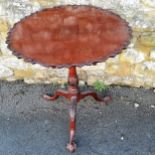 Antique mahogany pie crust tilt top table 71cm diameter