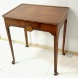 Antique single drawer side table with poker work cartooche to the drawer front and detailing to