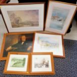 6 framed prints including Churchill
