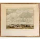 Framed watercolour of a pastoral scene signed by J H Dashwood 56cm x 66cm- Some foxing and