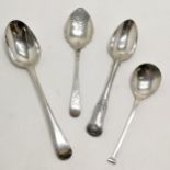 4 x antique silver hallmarked spoons inc Georgian - 1 with engraved decoration to bowl and handle (