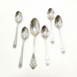 6 silver hallmarked teaspoons, longest (14cm) with pierced detail to handle 78g.