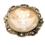 Impressive hand carved cameo pendant plaque brooch depicting Hebe, Ares & eagle of Zeus carrying a