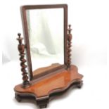 Antique mahogany table top swing mirror with barley twist columns - 66cm high x 60cm wide ~ has been
