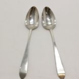 Pair of antique 1794 Britannia standard Irish silver hallmarked spoons by William Ward - 17cm &