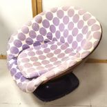 Mid 20th C Raphael Raffel 1960's purple plastic chair with original circular design upholstery.