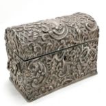 Antique silver hallmarked casket by Henry Matthews Birmingham 1898 with profuse Rococo decoration