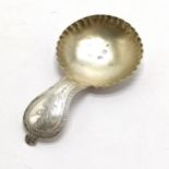 Victorian silver hallmarked caddy spoon Chester 1856 crimped rim to gilded bowl and leaf