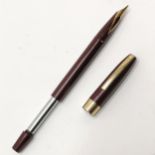 Sheaffers 14ct gold nib Snorkel fill burgundy fountain pen 13.5cm long - Signs of wear