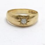 18ct hallmarked gold diamond set gypsy ring - size P½ & 4.2g total weight