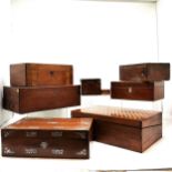 8 x antique boxes for restoration inc tumbling block design - 45.5cm x 30cm x 15cm