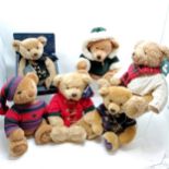 6 x Harrods Bears - 2000,01,02,03,04 + 2000 Millennium bear (in box)