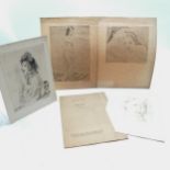 Mariette Lydis (1887-1970) 2 x hand signed Sappho poem prints (32.5cm x 25cm) t/w 2 unsigned