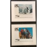 2 x Framed Paramount Downhill racer lobby cards #3 & 6 ~ frame 50 cm x 43 cm