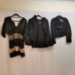 Two black Victorian tops t/w mixed fabric theatrical ? top
