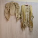 Silk chiffon and lace Edwardian blouse, 92cm chest t/w lace and silk satin jacket slight loss of