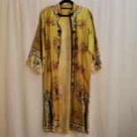 Chinese gold silk satin embroidered coat in new condition
