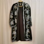 Chinese black silk coat embroidered in shades of blue