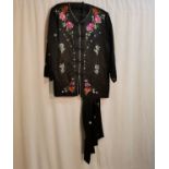 Chinese black satin pyjamas, new condition, 104cm chest