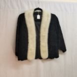 Black ribbonwork 1950s jacket with white mink trim, in excellent condition size 10