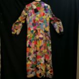 1960s patchwork coat made from antique fabric 92cm chest- mostly in good condition, some small wear