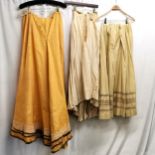 3 x Edwardian skirts - two cotton with lace, the other watermarked satin