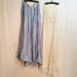 2 Edwardian cotton skirts, one blue stripe and the other mixed lace